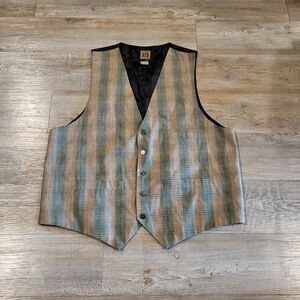 Bruno Italian Made Brown Green Suit Vest Mens Size  Large
